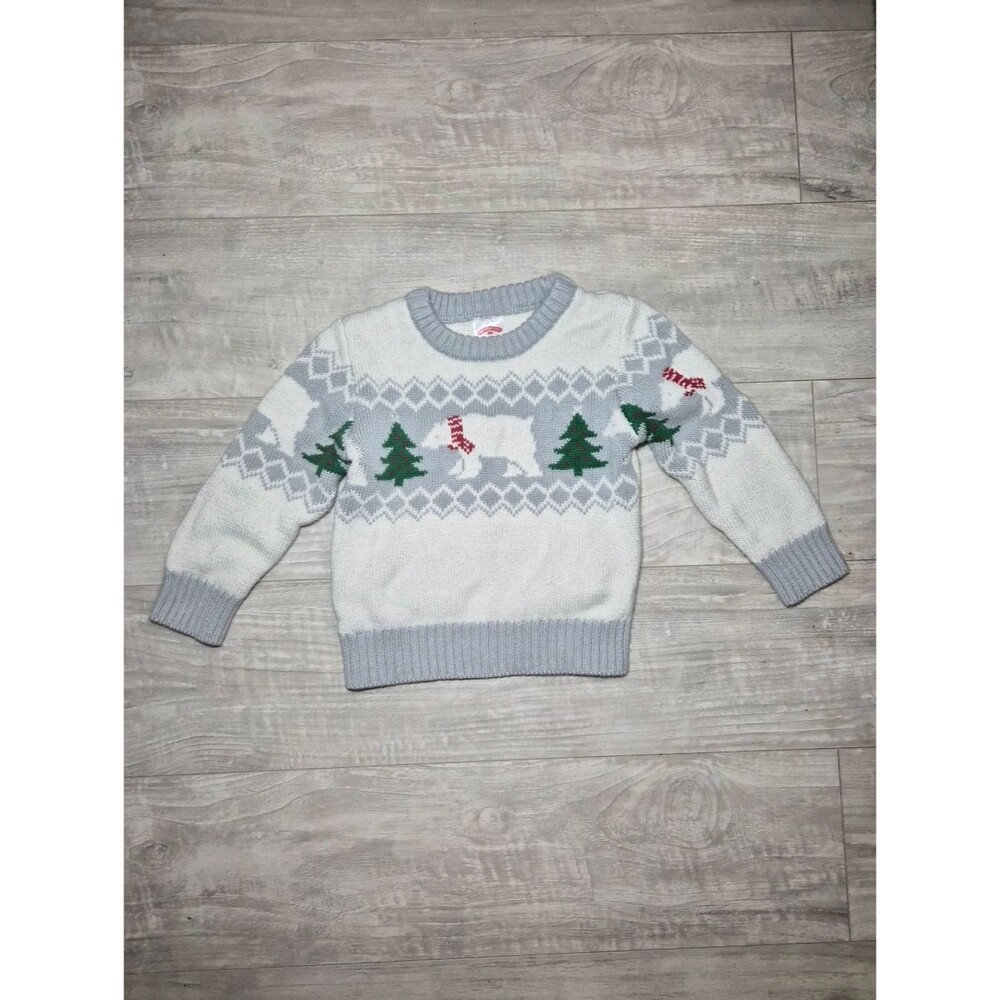 Holiday Time Gray & Cream Knit Baby Sweater
